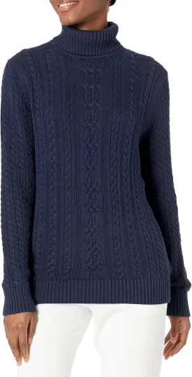 Amazon Essentials Women's Fisherman Cable Turtleneck Sweater (Available in Plus Size)