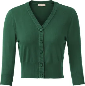 Belle Poque Women's 3/4 Sleeve Cropped Cardigan Shrugs Button Down Sweater