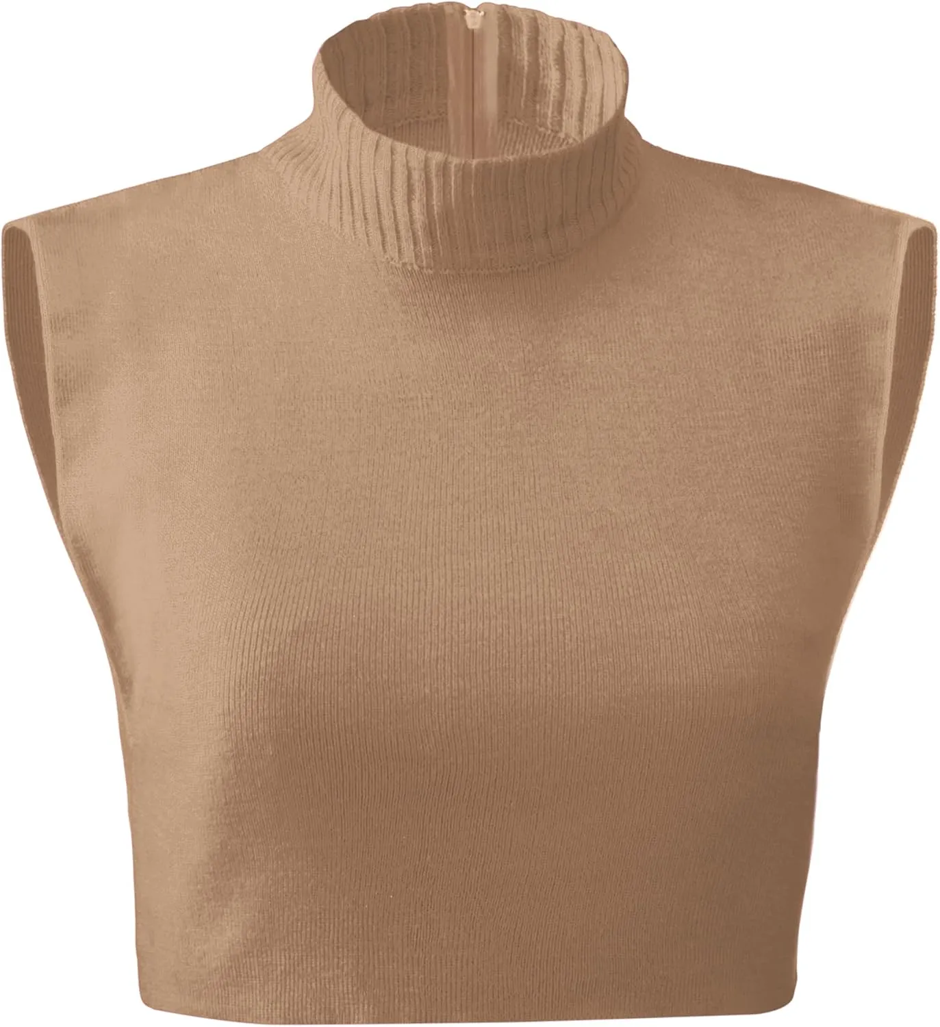 Collections Etc Zippered Dickie Layer Top with Armholes - Soft Knit Mock Turtleneck for Layered Look