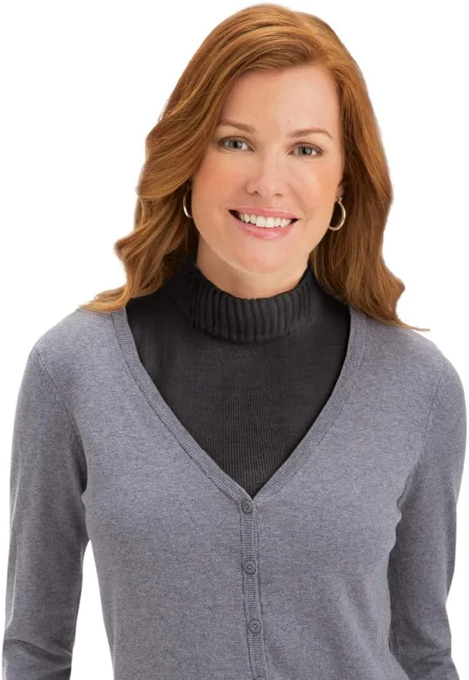 Collections Etc Zippered Dickie Layer Top with Armholes - Soft Knit Mock Turtleneck for Layered Look