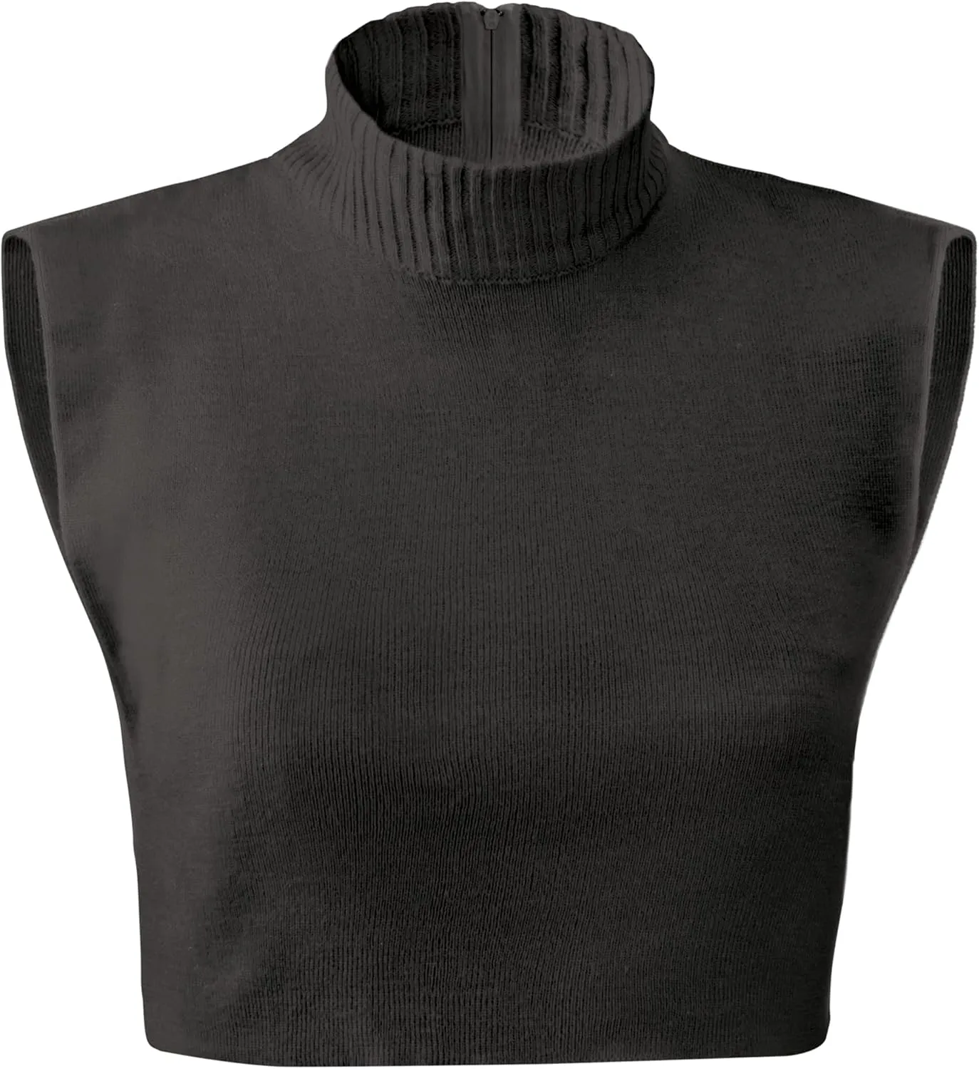 Collections Etc Zippered Dickie Layer Top with Armholes - Soft Knit Mock Turtleneck for Layered Look