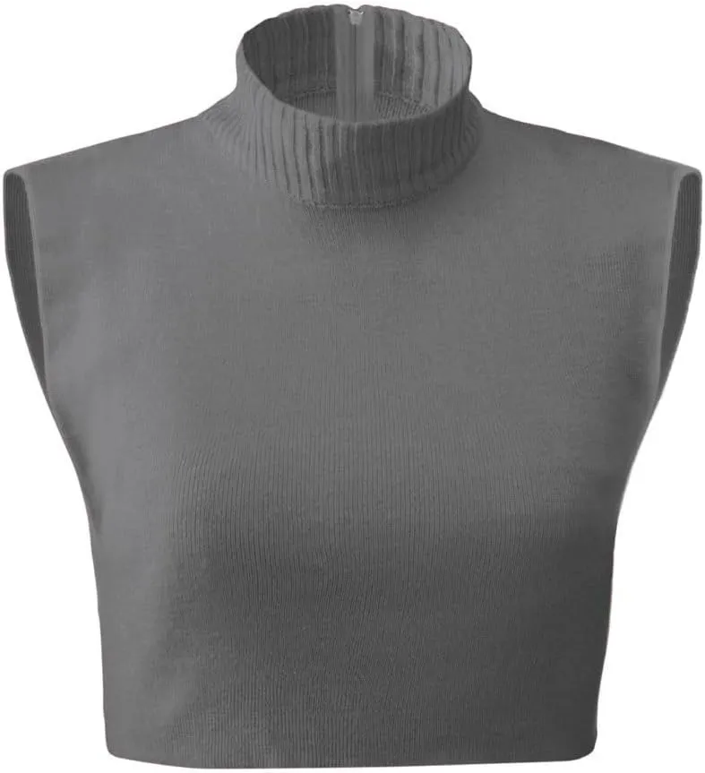 Collections Etc Zippered Dickie Layer Top with Armholes - Soft Knit Mock Turtleneck for Layered Look