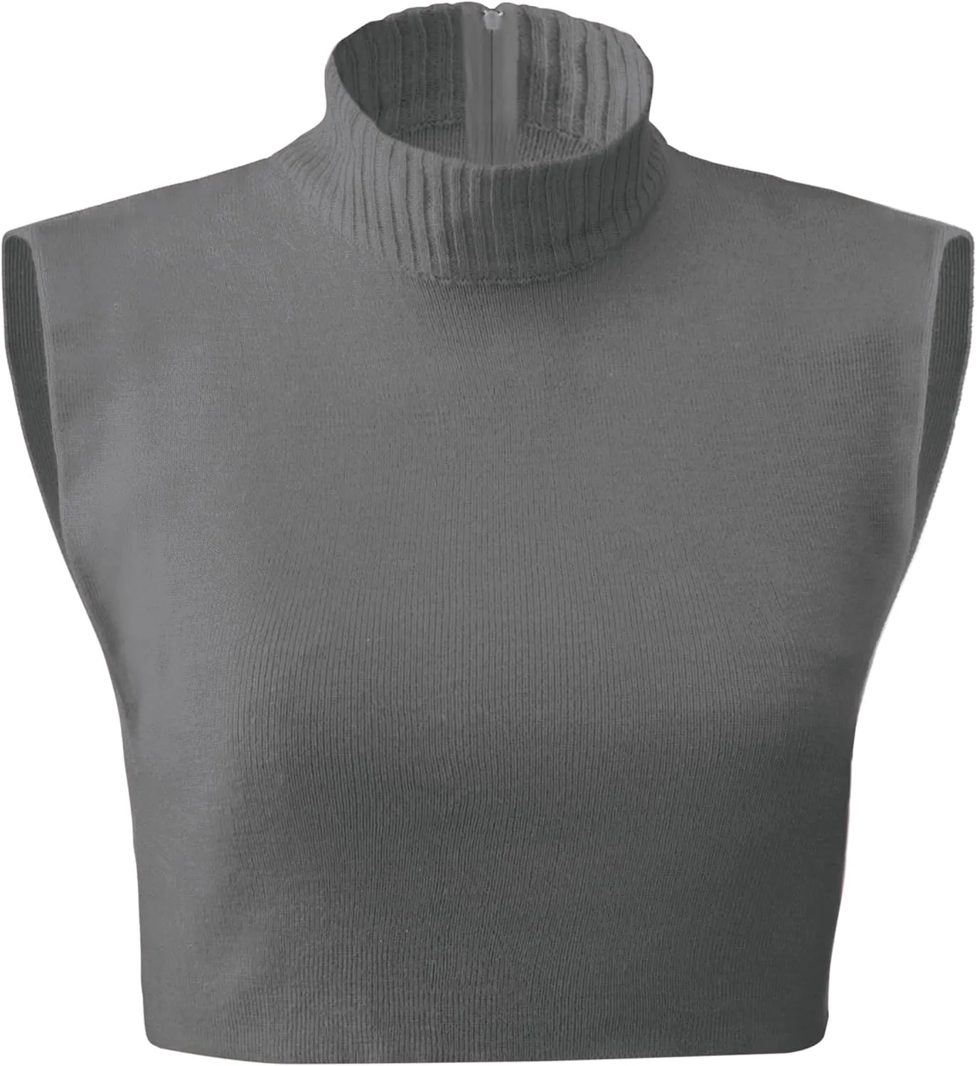 Collections Etc Zippered Dickie Layer Top with Armholes - Soft Knit Mock Turtleneck for Layered Look