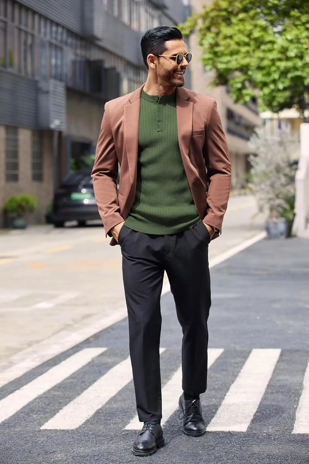 COOFANDY Mens Knit Henley Sweater Long Sleeve Button Down Lightweight Sweater Fall Slim Fit Ribbed Pullover