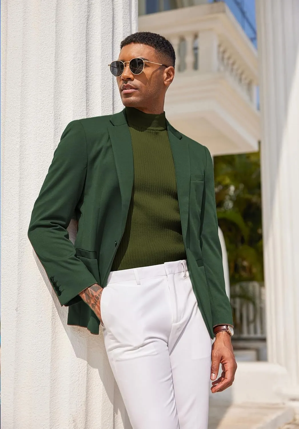 COOFANDY Men's Mock Turtleneck Sweater Short Sleeve Casual Basic Tops Ribbed Knit Pullover Solid Tee