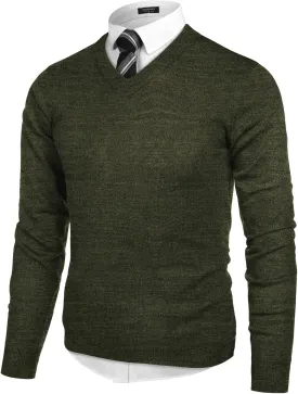 COOFANDY Mens V Neck Dress Sweater Long Sleeve Slim Fit Fashion Pullover Sweater
