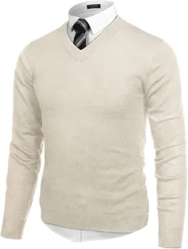 COOFANDY Mens V Neck Dress Sweater Long Sleeve Slim Fit Fashion Pullover Sweater