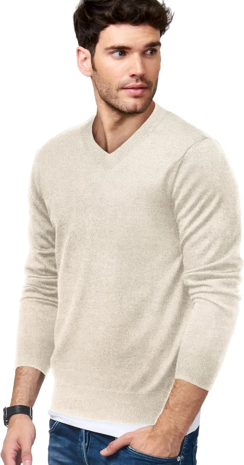 COOFANDY Mens V Neck Dress Sweater Long Sleeve Slim Fit Fashion Pullover Sweater