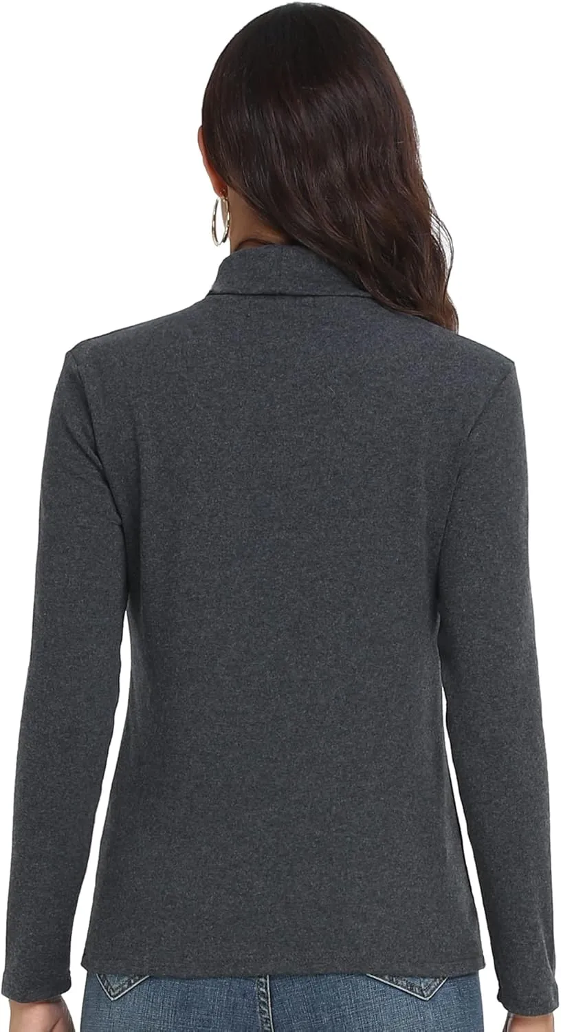 CUNYI Women's Mock Turtleneck Shirt Long Sleeve Thermal Tee Cotton Tops for Women