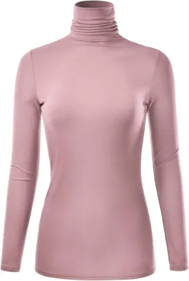 EIMIN Women's Long Sleeve Turtleneck Light Weight Pullover Slim Fit T-Shirts Top (S-3XL)