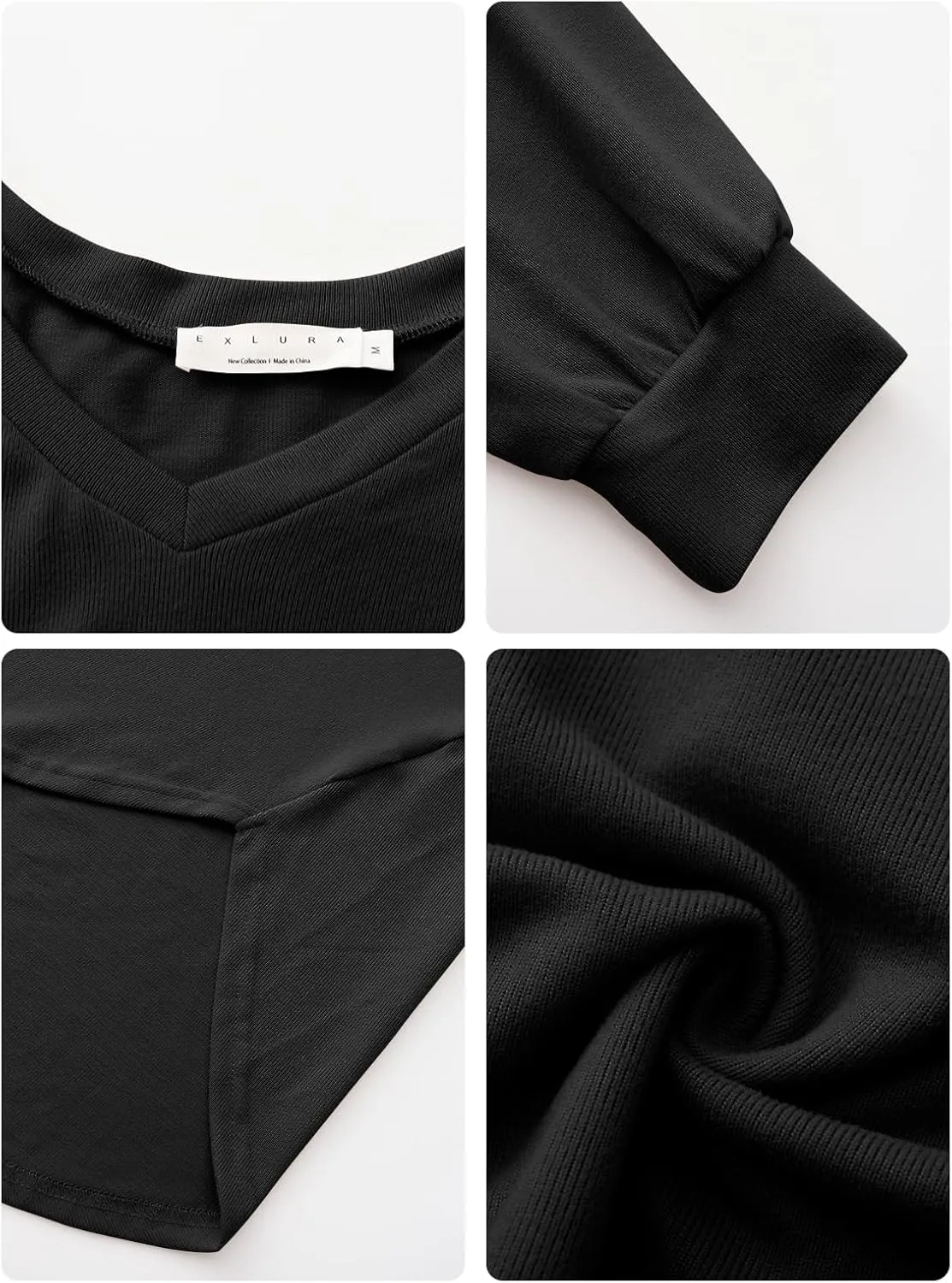 EXLURA Womens Spring Oversized V Neck Tunic Tops 2025 Casual Long Sleeve Shirts Lightweight Soft Sweater Curved Hem T Shirts