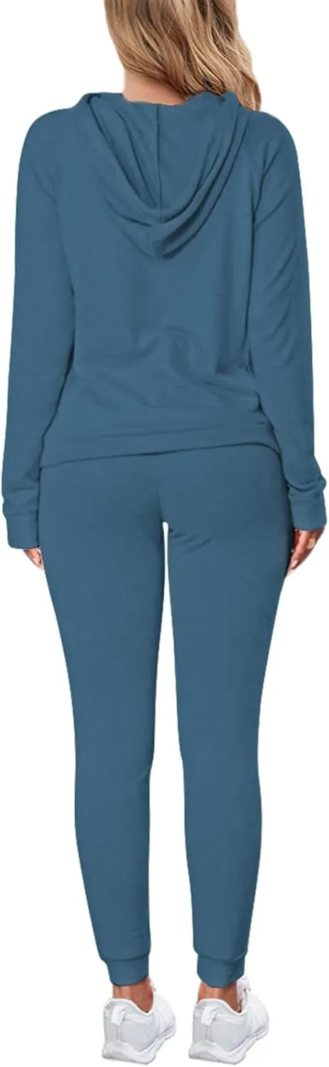 Fixmatti Women Pullover Hoodie Pockets Sweatpants Sport Jogger Sweatsuit