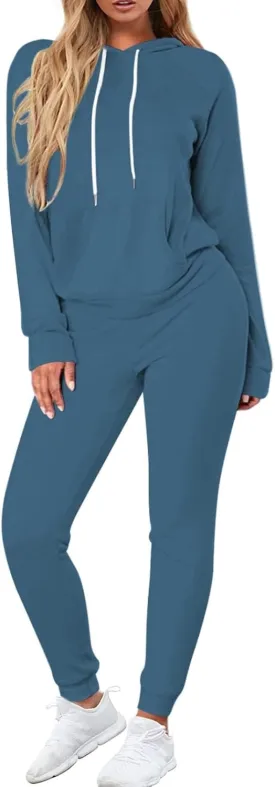 Fixmatti Women Pullover Hoodie Pockets Sweatpants Sport Jogger Sweatsuit