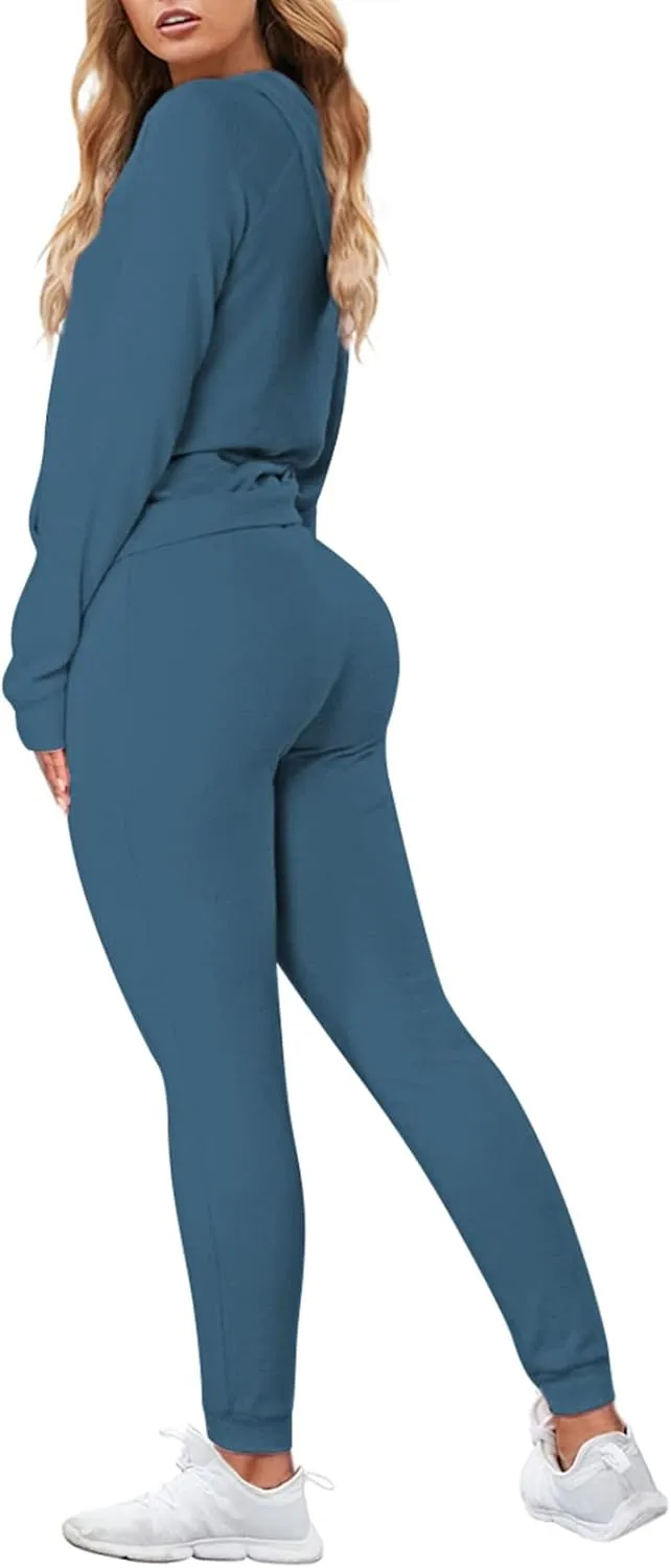 Fixmatti Women Pullover Hoodie Pockets Sweatpants Sport Jogger Sweatsuit