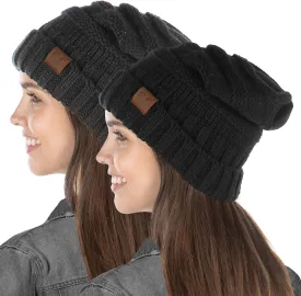 Funky Junque Women's Slouchy Beanie - Soft Ribbed Knit Winter Hat - Cozy Warm Cap