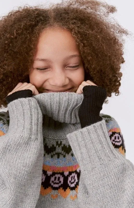 Girls Sweater | Gimla - Grey Melange Turtleneck | Molo