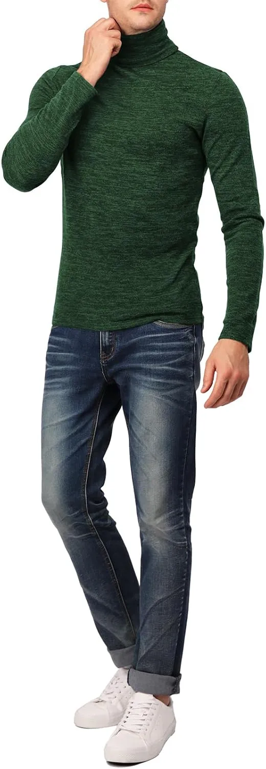 H2H Mens Lightweight Slim Fit Turtleneck Pullover Casual Long Sleeve