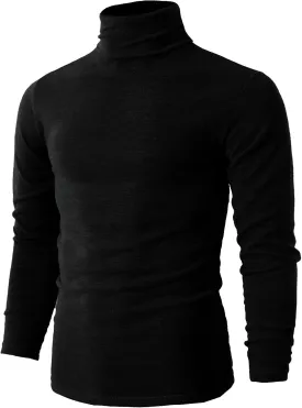 H2H Mens Lightweight Slim Fit Turtleneck Pullover Casual Long Sleeve