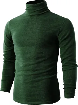 H2H Mens Lightweight Slim Fit Turtleneck Pullover Casual Long Sleeve