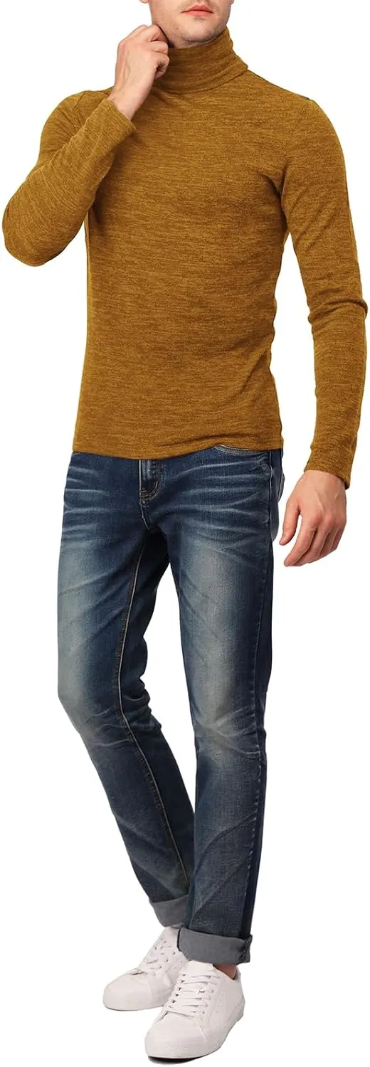 H2H Mens Lightweight Slim Fit Turtleneck Pullover Casual Long Sleeve
