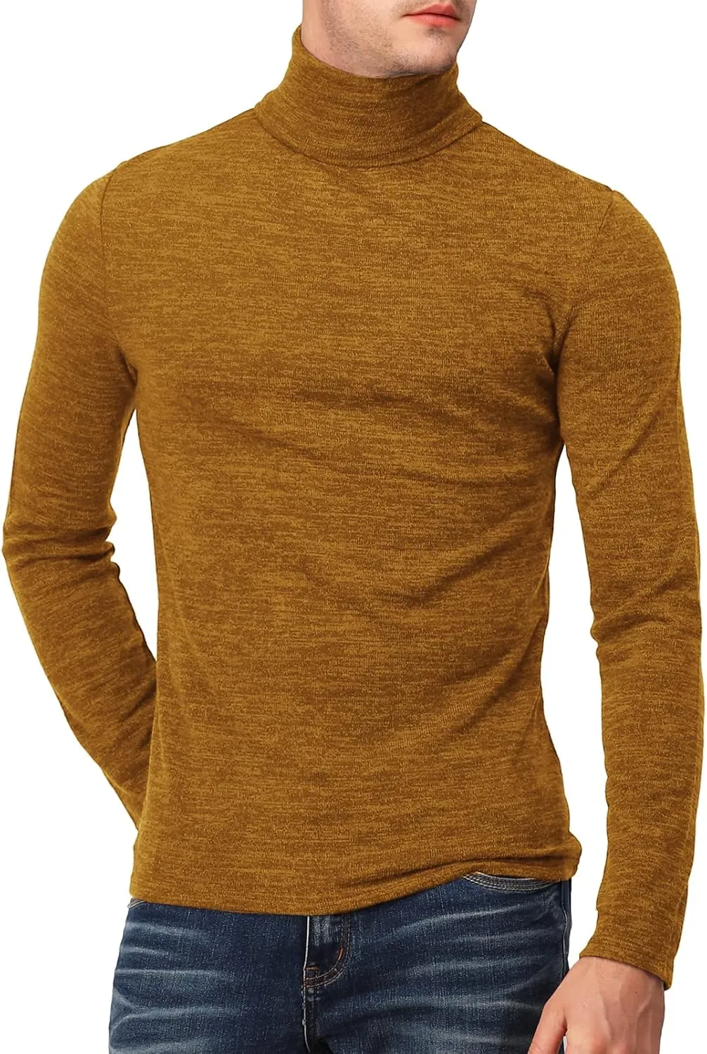 H2H Mens Lightweight Slim Fit Turtleneck Pullover Casual Long Sleeve