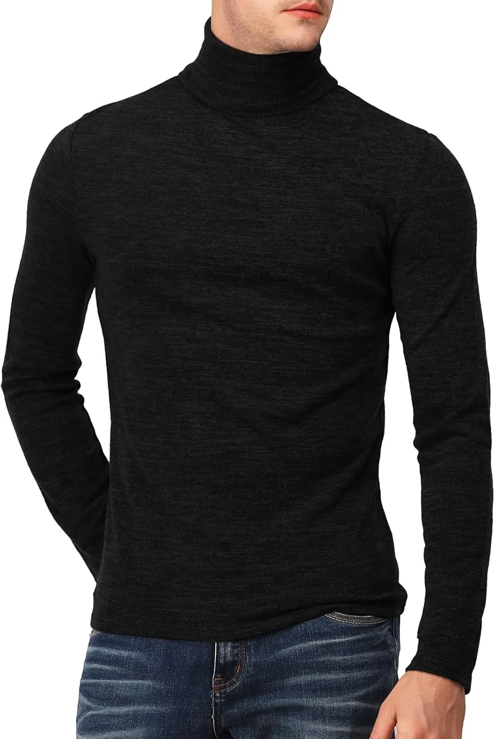 H2H Mens Lightweight Slim Fit Turtleneck Pullover Casual Long Sleeve