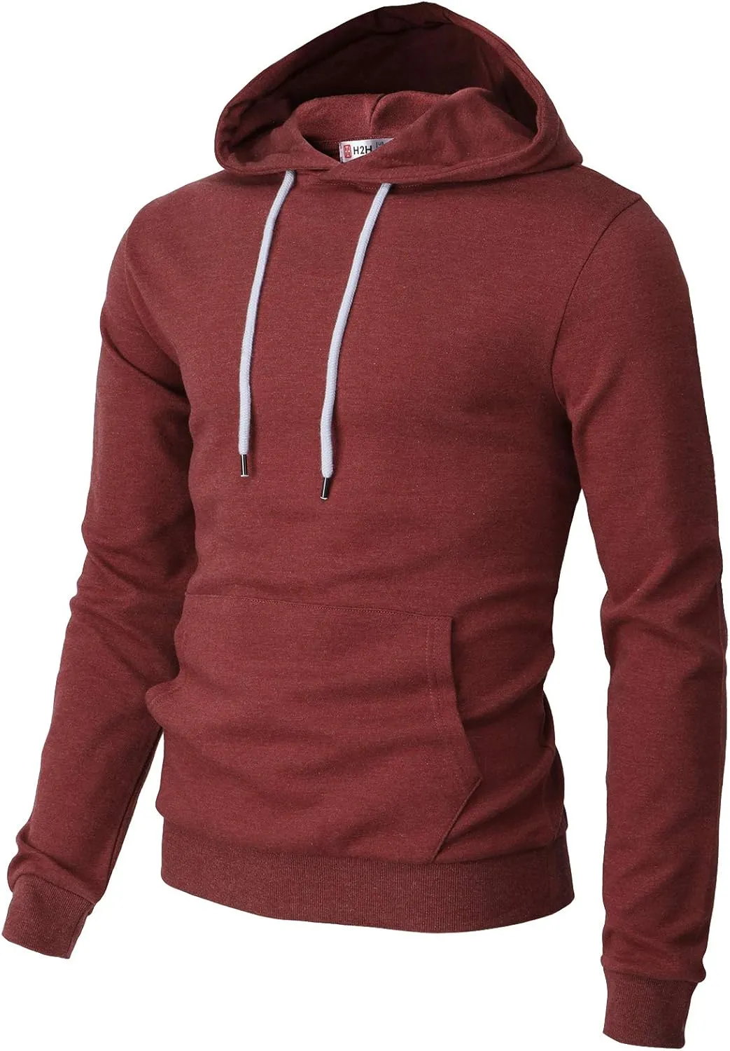 H2H Men's Pullover Hoodie Lightweight Long Sleeve with Kangaroo Pocket Slim Fit Basic Casual Sweatshirt