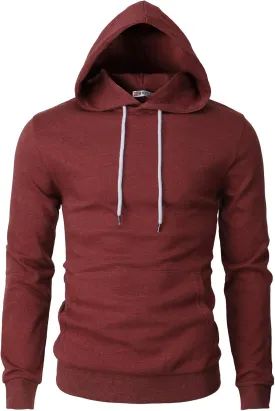H2H Men's Pullover Hoodie Lightweight Long Sleeve with Kangaroo Pocket Slim Fit Basic Casual Sweatshirt