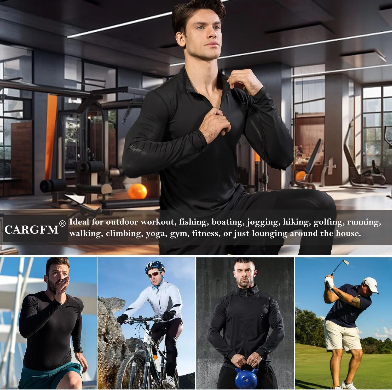 Men's Quarter Zip Pullover Long Sleeve Golf Shirts 1/4 Half Zip Sweatshirts for Golf Polo Fishing Athletic