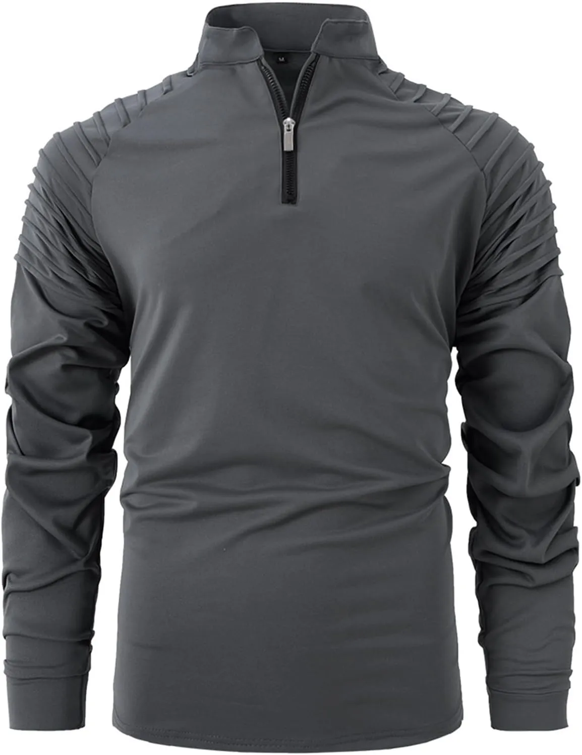 Men's Sports Quarter Zip Polo Sweater Outdoor Leisure Slim Long Sleeve Pullover Lightweight Mock Neck Sweatershirt