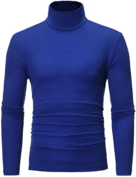 Men's Turtleneck Top Slim Fit Solid Base Thin Sweater Casual Long Sleeve Underwear Tops Male Cozy Blouse T-Shirt