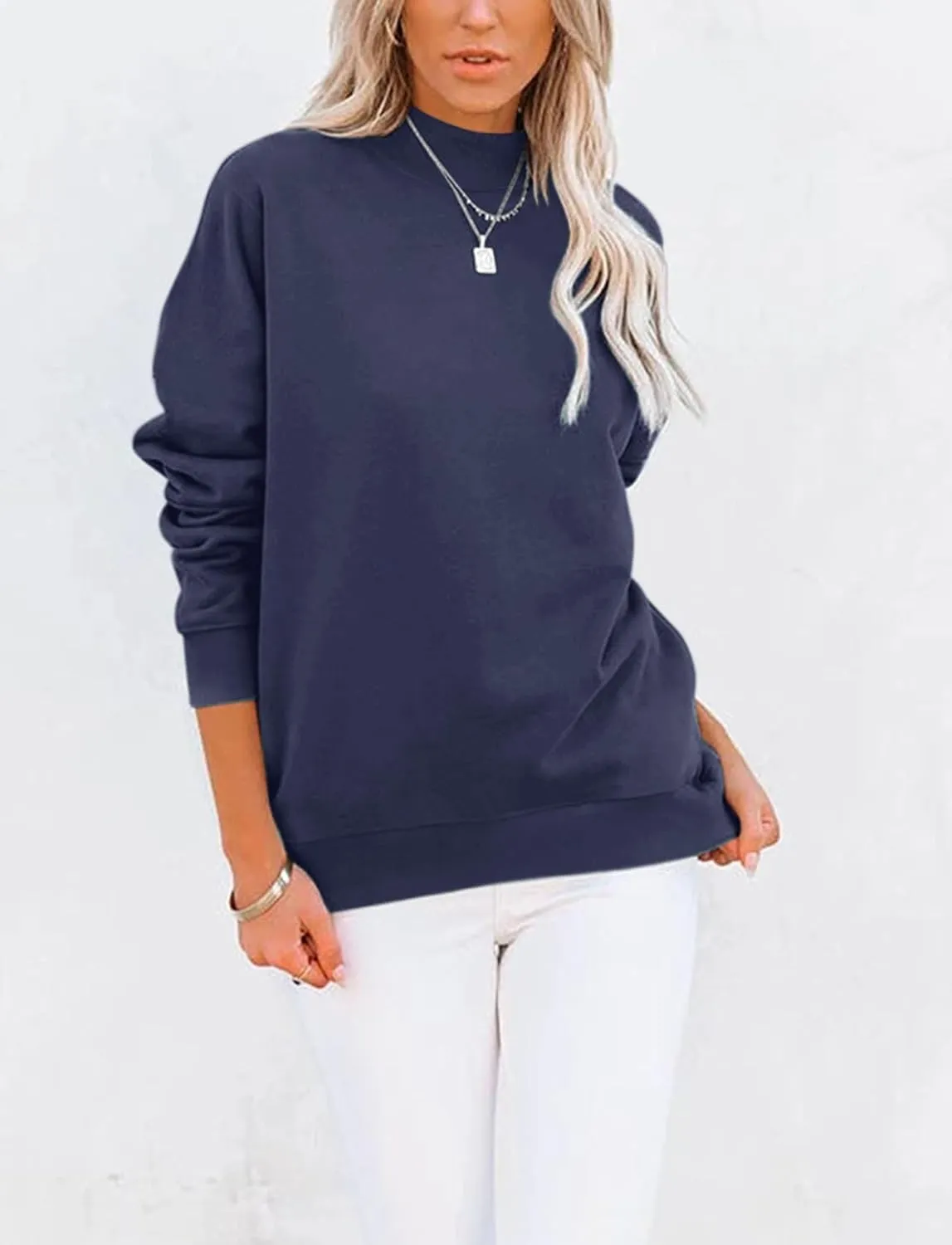 TICTICMIMI Women's Casual Long Sleeve Sweatshirt Tops Mock Turtleneck Lightweight Tunic Fall Pullover with Pocket