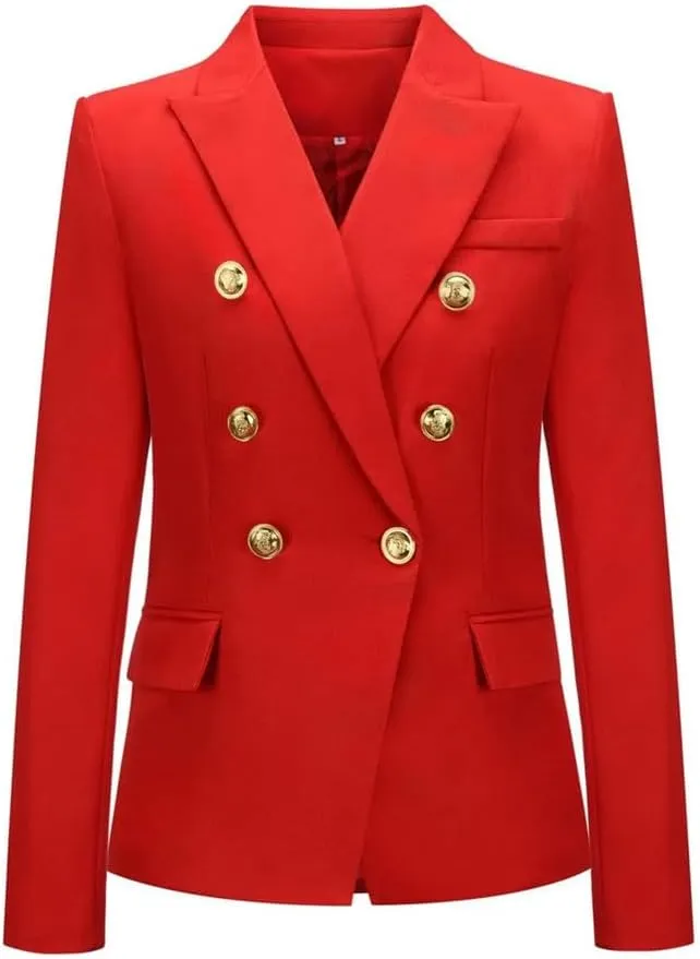 WomenS Fashionable Short Double Breasted Jacket Solid Blazer Notched Collar Long Sleeve Loose Fit Coat