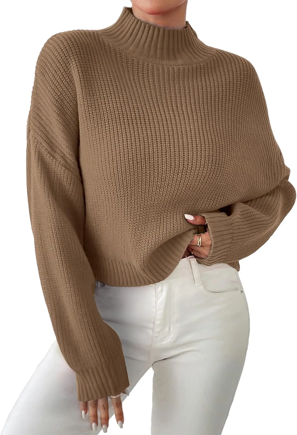 Womens Lightweight Cute Turtleneck Ultra Cropped Sweaters Spring 2025 Ribbed Knit Crop Thin Pullover Sweater