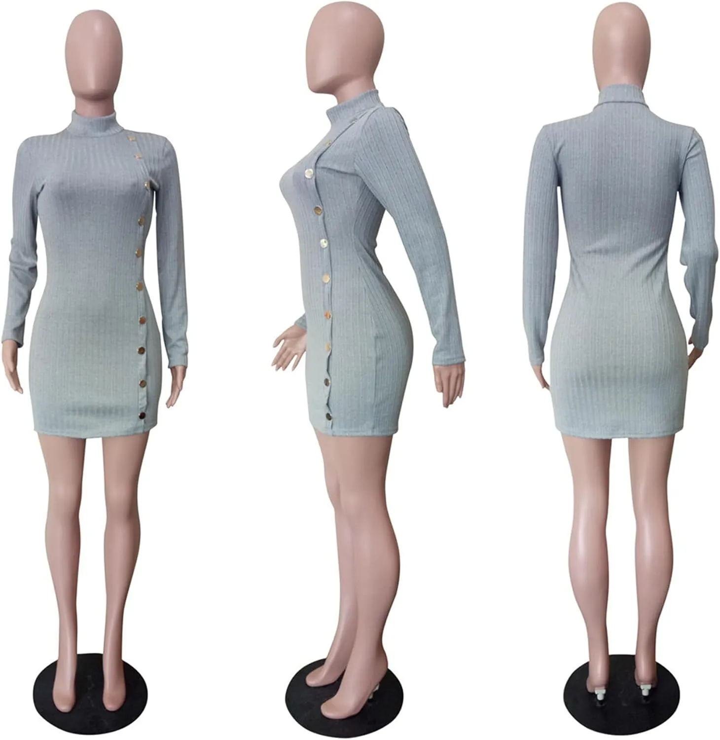 Women's Long Sleeve Turtleneck Bodycon Sweater Dress Slim Fit Ribbed Knit Midi Dress Trendy Outfits 2024 Fall
