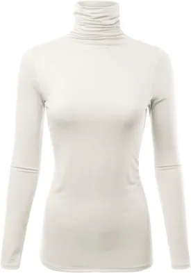 Womens Premium Long Sleeve Turtleneck Lightweight Pullover Top Sweater (S-3X, Made in USA)